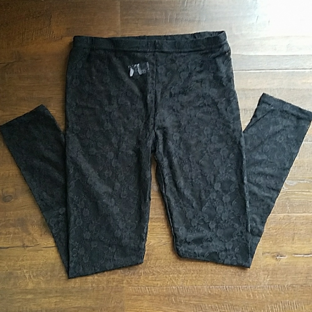 Black lace footless tights/leggings